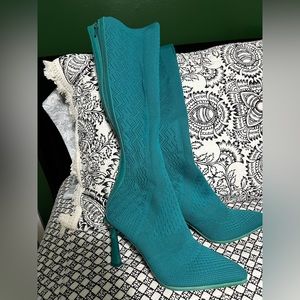 SHEIN Teal knee high boots